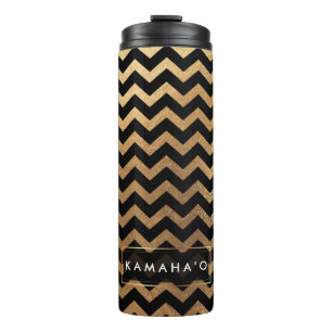 PixDezines Chevron/Faux Metallic Gold Thermosbeker