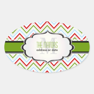 PixDezines Chevron/Kerst/DIY kleuren Ovale Sticker