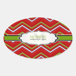 PixDezines Chevron/Kerst/DIY kleuren Ovale Sticker