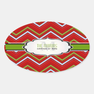 PixDezines Chevron/Kerst/DIY kleuren Ovale Sticker