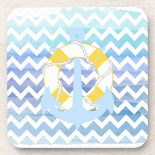 PixDezines chevron/nautical/waterverf Drankjes Onderzetter