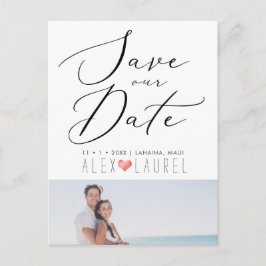 PixDezines Chic Elegante kalligrafie Sla onze datu Briefkaart