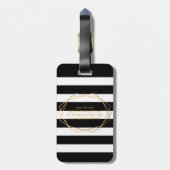 PixDezines CHIC ZWART+WITTE STREPEN /DIY KLEUREN Bagagelabel (Achterkant verticaal)