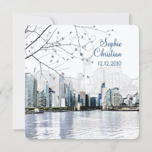 PixDezines Chicago Lakeshore Skyline/uitnodigingen Kaart