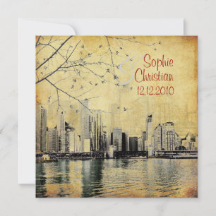 PixDezines Chicago Lakeshore Skyline/uitnodigingen Kaart