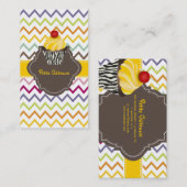 PixDezines citroen wervelt cupcake + chevron Visitekaartje (Voorkant / Achterkant)