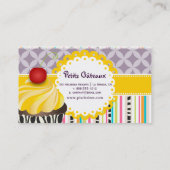 PixDezines citroen wervelt cupcake + strepen Visitekaartje (Achterkant)