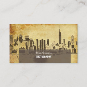 PixDezines City Scape, New York, vintage Visitekaartje