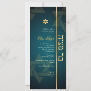 PixDezines Classic Bar Mitzvah/diy blauwgroen/goud Kaart