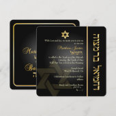 PixDezines Classic Bar Mitzvah/Gold+black Kaart (Voorkant / Achterkant)