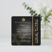 PixDezines Classic Bar Mitzvah/Gold+black Kaart (Staand voorkant)
