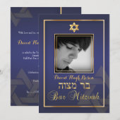 PixDezines Classy Photo Bar Mitzvah/blue Kaart (Voorkant / Achterkant)