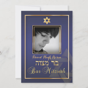 PixDezines Classy Photo Bar Mitzvah/blue Kaart