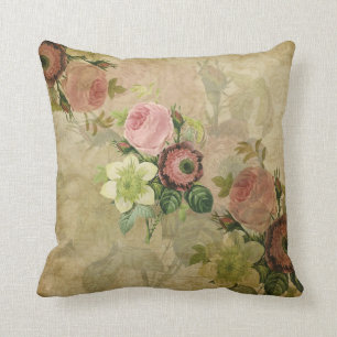 PixDezines collage cottage rozen, roze Kussen