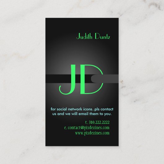 PixDezines Cool Neon Lights Monogram/diy kleur Visitekaartje (Achterkant)