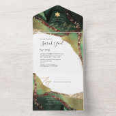 PixDezines Cosmic Emerald Green Bat Mitzvah All In One Uitnodiging (Binnen)