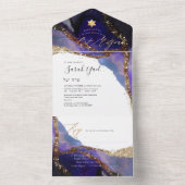 PixDezines Cosmic Indigo Blue Bat Mitzvah All In One Uitnodiging (Binnen)