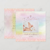 PixDezines Cotton Snoep Glitter, Baptême Fille Kaart (Voorkant / Achterkant)