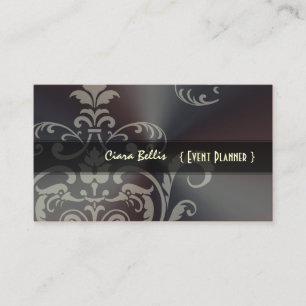 PixDezines Crest Damask+Geborsteld Staal Visitekaartje