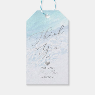 PixDezines Crystal Blue Beach Dank je Cadeaulabel