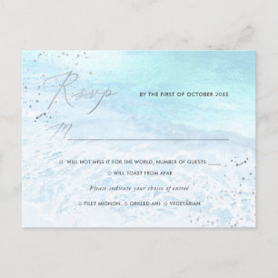 PixDezines Crystal Blue, Beach RSVP w-maaltijd Uitnodiging Briefkaart