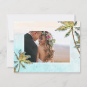 PixDezines Crystal Blue Beach Shoreline Palms  Save The Date (Achterkant)
