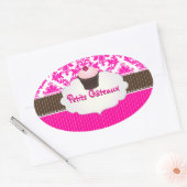 PixDezines cupcake + damask / DIY-kleur Ovale Sticker (Envelop)