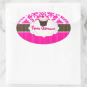 PixDezines cupcake + damask / DIY-kleur Ovale Sticker (Tas)