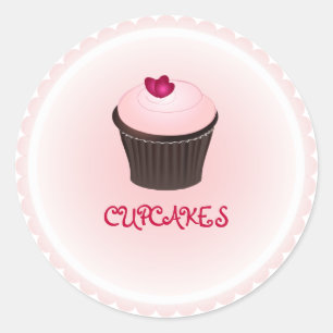 PixDezines cupcake/rode harten Ronde Sticker