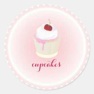 PixDezines cupcake/rode kers Ronde Sticker