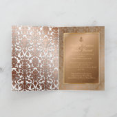 PixDezines Damask 4, Cuivre, invitations pliées (Intérieur)