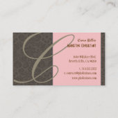 PixDezines Damask Kant in café + roze Visitekaartje (Achterkant)