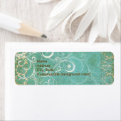 PixDezines  Damast Kant / Aqua Etiket (Insitu)