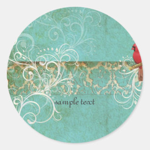 PixDezines Damast Kant / Aqua Ronde Sticker