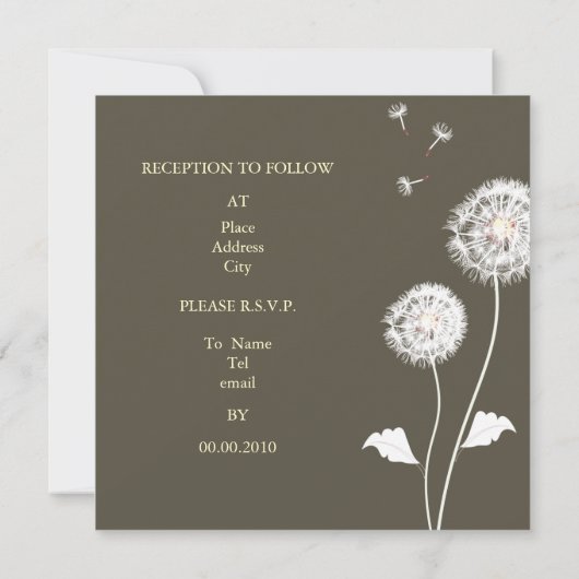 PixDezines Dandelions, diy achtergrondkleuren Kaart (Achterkant)