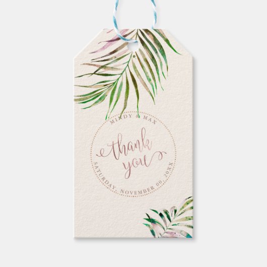 PixDezines Dank je, Palm Fronds Cadeaulabel (Voorkant)