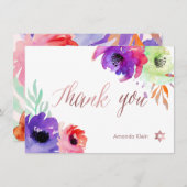 PixDezines Dank u/Floral/Waterverf/Rozen Bedankkaart (Voorkant / Achterkant)