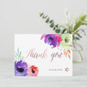 PixDezines Dank u/Floral/Waterverf/Rozen Bedankkaart (Staand voorkant)