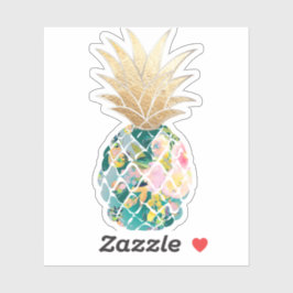 PixDezines Dark Blauwgroen Aloha ananas, Faux Gold Sticker