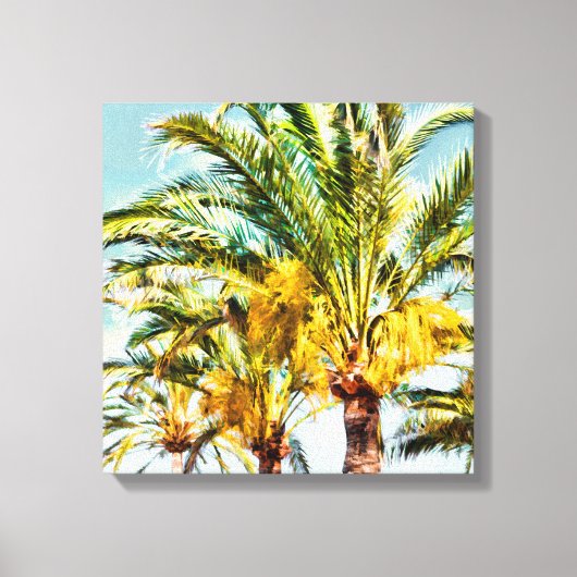 PixDezines Date Palms/Lichtblauw Canvas Afdruk (Voorkant)