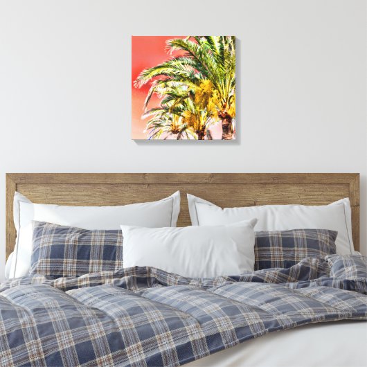 PixDezines Date Palms/Sunset Sky Canvas Afdruk (Insitu (Slaapkamer))