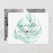 PixDezines datum/groen opslaan, Monstera Save The Date (Voorkant / Achterkant)