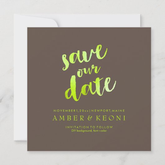 PixDezines datum/lime groen/DIY achtergrond opslaa Save The Date (Voorkant)
