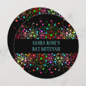 PixDezines Dazzled/Neon Specks/Bat Mitswa Kaart (Voorkant / Achterkant)