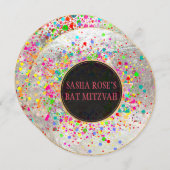 PixDezines Dazzled/Neon Specks/Bat Mitswa Kaart (Voorkant / Achterkant)