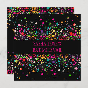 PixDezines Dazzled/Neon Specks/Bat Mitzvah Kaart