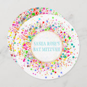 PixDezines Dazzled/Neon Specks/Bat Mitzvah Kaart (Voorkant / Achterkant)