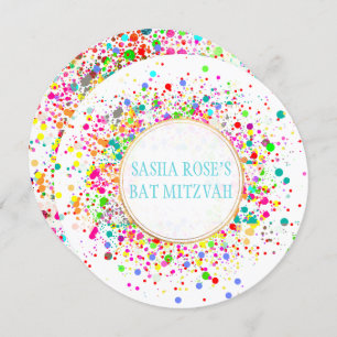 PixDezines Dazzled/Neon Specks/Bat Mitzvah Kaart
