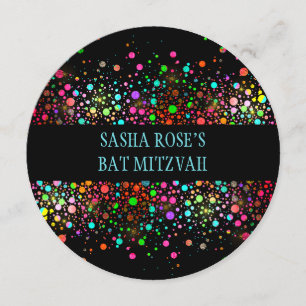 PixDezines Dazzled/Neon Specks/Bat Mitzvah Kaart