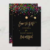 PixDezines Dazzled Rainbow Mitzvah Save the Date (Voorkant / Achterkant)